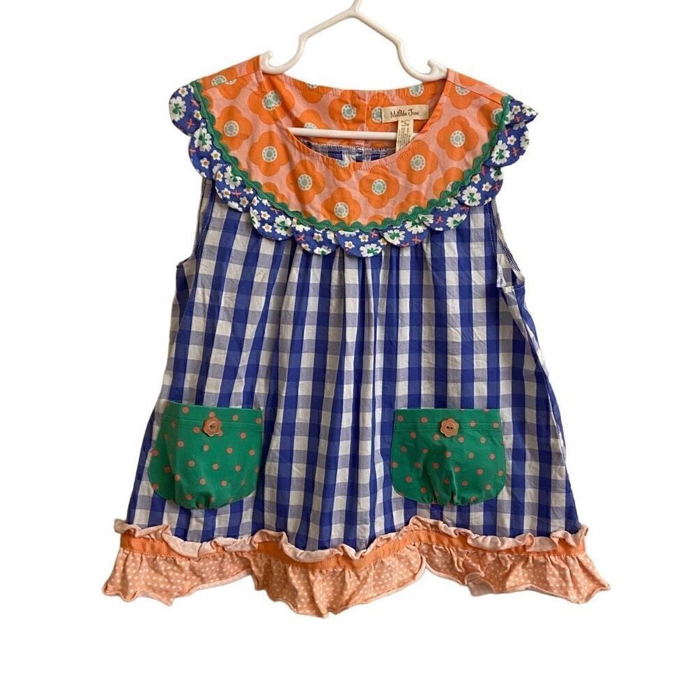 Matilda Jane Picnic Pie Tunic Size 8 Gingham Floral Polka Dots